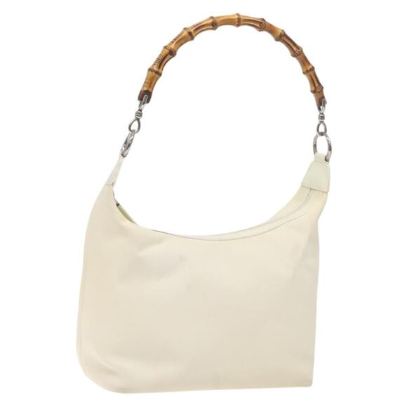 GUCCI Bamboo Hand Bag Nylon White Gold 000 1956 000 1956 - Picture 1 of 16